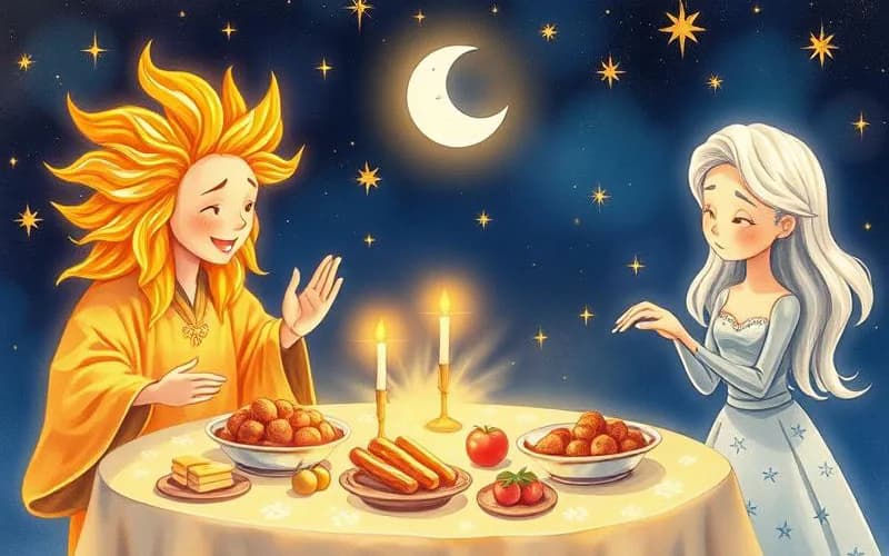 Truyện Cổ Tích Ấn Độ - Cách Mặt Trời, Mặt Trăng và Gió Đi Ăn Tối